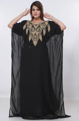 black  kaftan women dress long gown farasha morocco wear 4
