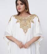cream  kaftan women dress long gown farasha morocco wear