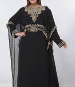 black  kaftan women dress long gown farasha morocco wear