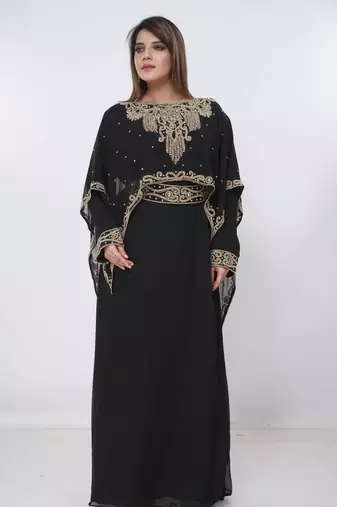 black  kaftan women dress long gown farasha morocco wear