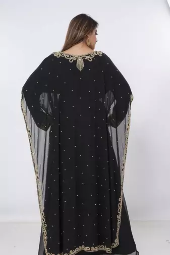 black  kaftan women dress long gown farasha morocco wear