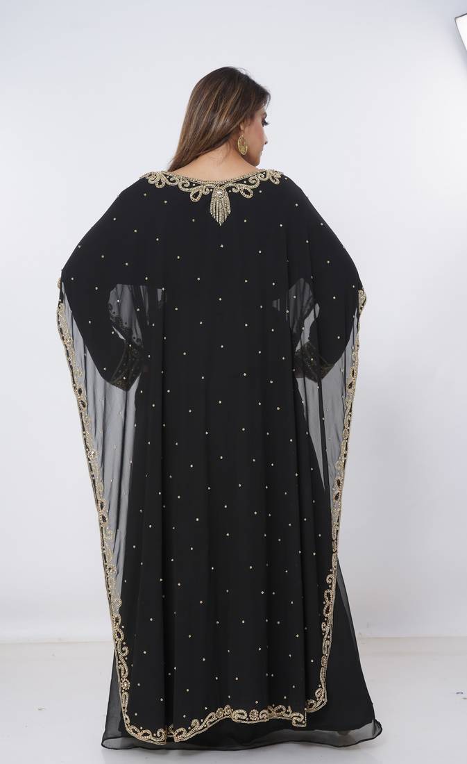 black  kaftan women dress long gown farasha morocco wear