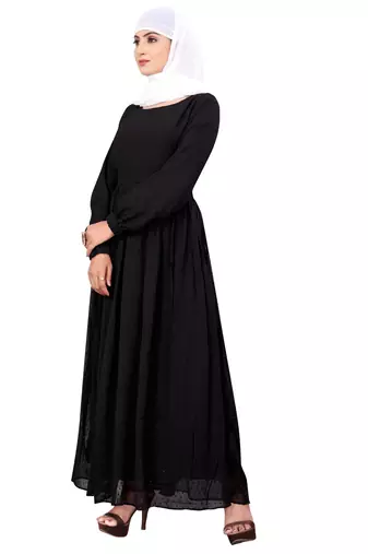 Black Georgette Stitched Burqas without Hijab