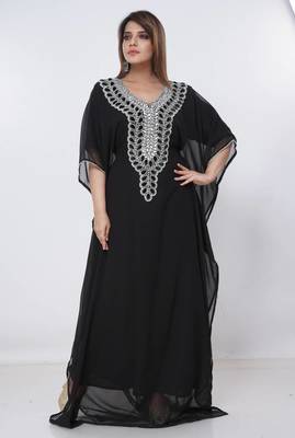black  kaftan women dress long gown farasha morocco wear 3