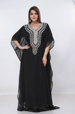 black  kaftan women dress long gown farasha morocco wear 5
