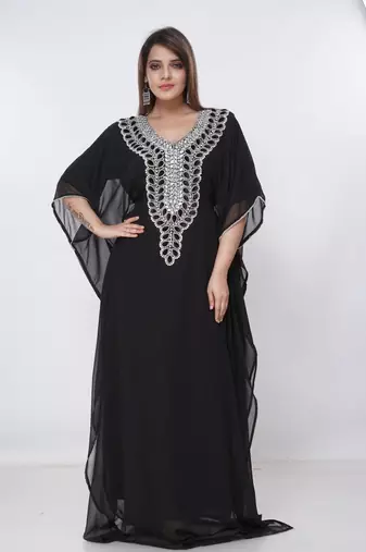 black  kaftan women dress long gown farasha morocco wear