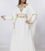 cream  kaftan women dress long gown farasha morocco wear