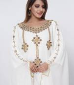 cream  kaftan women dress long gown farasha morocco wear
