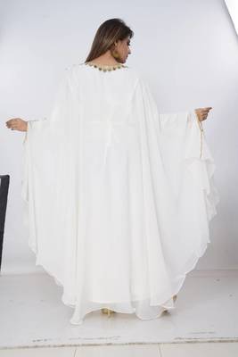 cream  kaftan women dress long gown farasha morocco wear 2