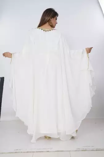 cream  kaftan women dress long gown farasha morocco wear