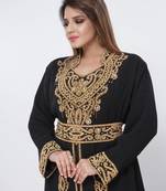 black  kaftan women dress long gown farasha morocco wear
