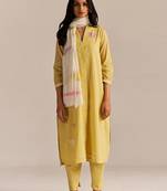 Popcorn yellow embroidered kurta set