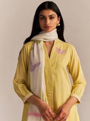Popcorn yellow embroidered kurta set 4