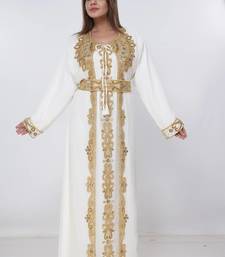 cream  kaftan women dress long gown farasha morocco wear