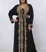 black  kaftan women dress long gown farasha morocco wear