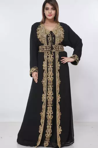 black  kaftan women dress long gown farasha morocco wear