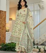 yellow cotton kalidaar kurta dupatta set