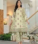 yellow cotton a line kurta dupatta set