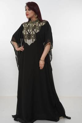 black  kaftan women dress long gown farasha morocco wear 1