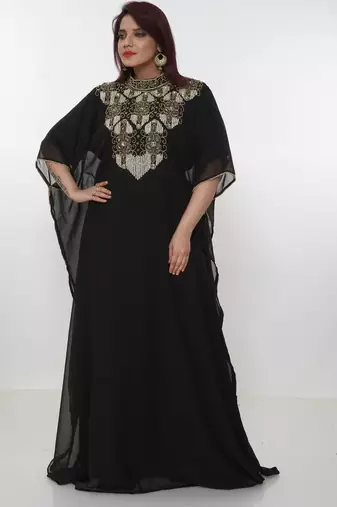 black  kaftan women dress long gown farasha morocco wear