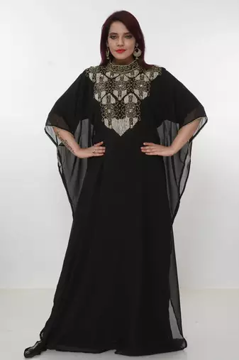 black  kaftan women dress long gown farasha morocco wear