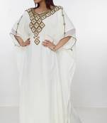 cream  kaftan women dress long gown farasha morocco wear