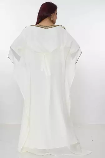 cream  kaftan women dress long gown farasha morocco wear