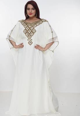 cream  kaftan women dress long gown farasha morocco wear 4