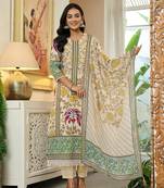 yellow cotton straight floral print beads and stones lace work kurta dupatta set