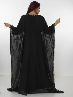 black  kaftan women dress long gown farasha morocco wear 3