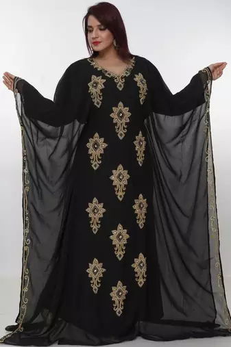 black  kaftan women dress long gown farasha morocco wear