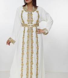 cream  kaftan women dress long gown farasha morocco wear