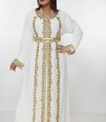 cream  kaftan women dress long gown farasha morocco wear