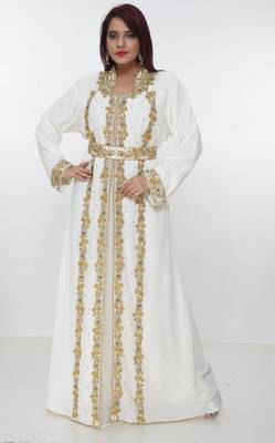 cream  kaftan women dress long gown farasha morocco wear 3