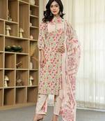 pink cotton straight floral,sequins work kurta dupatta set