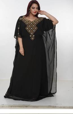 black  kaftan women dress long gown farasha morocco wear 1