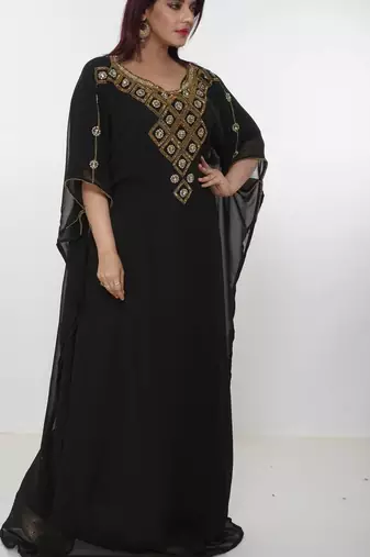 black  kaftan women dress long gown farasha morocco wear