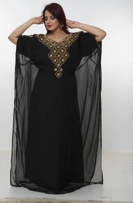 black  kaftan women dress long gown farasha morocco wear 4