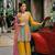 Mustard embroidery codding work  & siquance work with heavy chinon semi-stitched sharara suit
