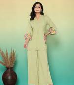 green embroidered co-ord set