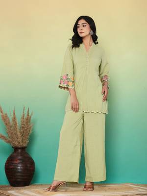 green embroidered co-ord set 2