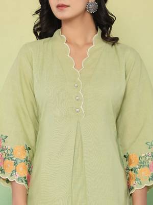 green embroidered co-ord set 4