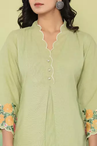 green embroidered co-ord set