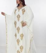 cream  kaftan women dress long gown farasha morocco wear