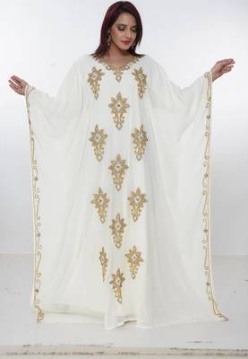 cream  kaftan women dress long gown farasha morocco wear 4