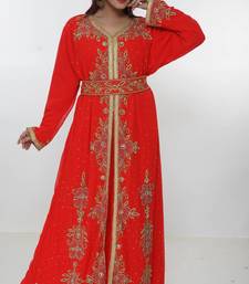 red  kaftan women dress long gown farasha morocco wear