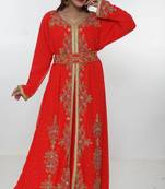 red  kaftan women dress long gown farasha morocco wear