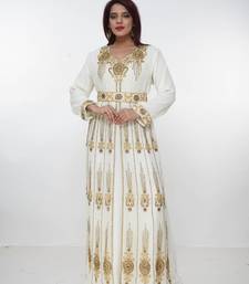 cream  kaftan women dress long gown farasha morocco wear