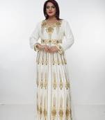 cream  kaftan women dress long gown farasha morocco wear