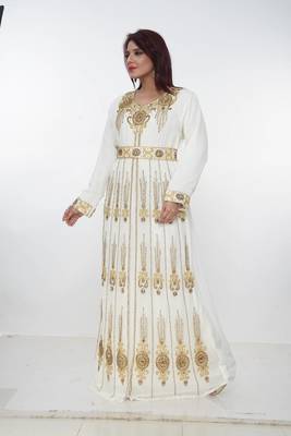 cream  kaftan women dress long gown farasha morocco wear 3